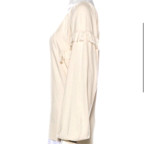 NWOT Ulla Johnson Cashmere Blend Sweater Oversized Fringe Trim Ivory Sz P (XS) - Picture 3 of 5